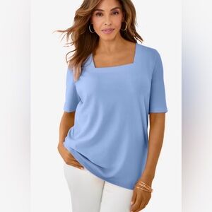 Jessica London Chic French Blue Square Neck Top Size 18/20